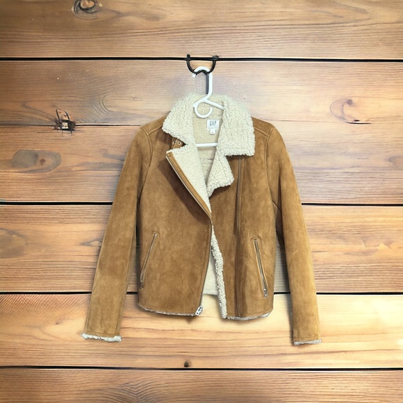 Gap Suede Shearling lined Moto Jacket